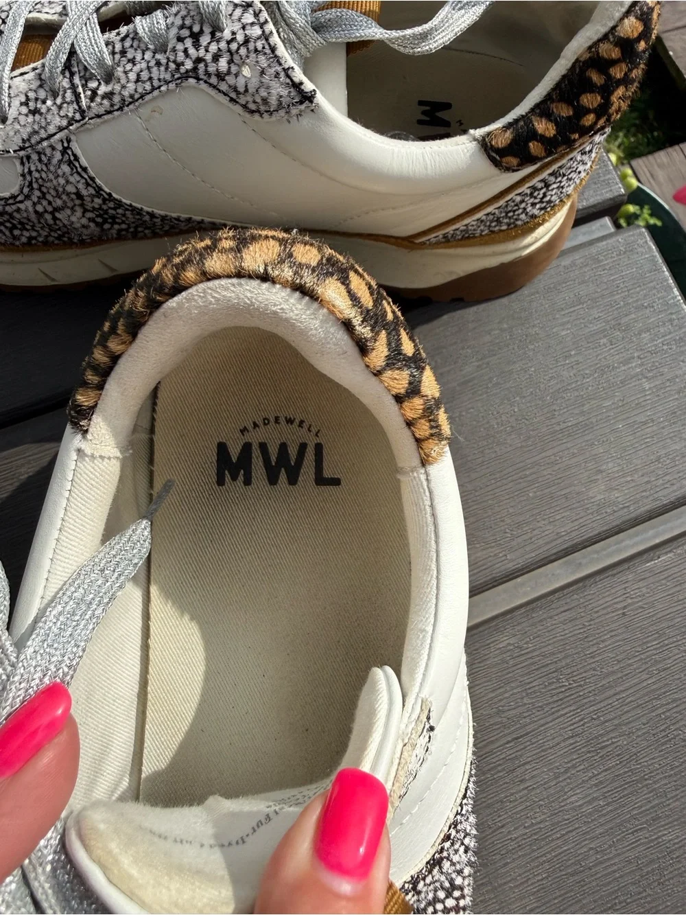 Madewell White, Black Speckle & Tan Mixed-Media Sneaker